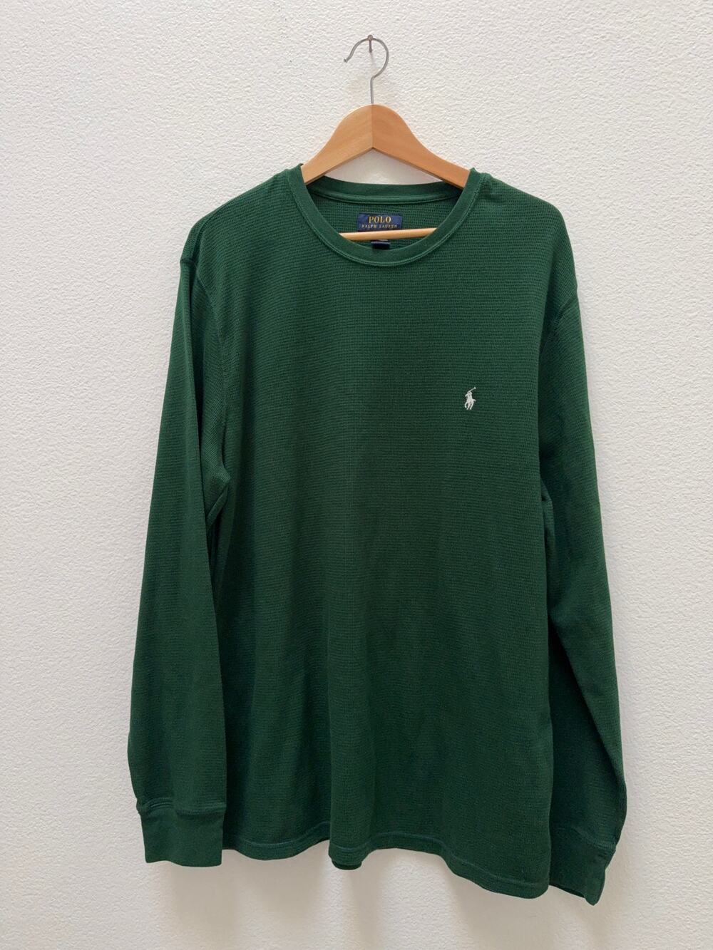 Polo Ralph Lauren Waffle Knit Thermal Long Sleeve Sleep Shirt Men 2XL Green Pony